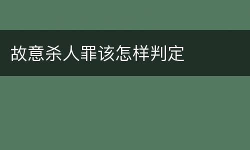 故意杀人罪该怎样判定
