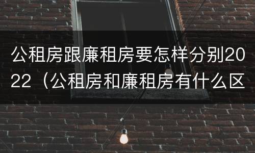 公租房跟廉租房要怎样分别2022（公租房和廉租房有什么区别?2019年的）