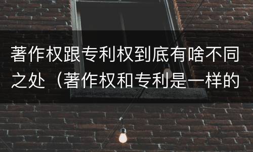 著作权跟专利权到底有啥不同之处（著作权和专利是一样的吗）