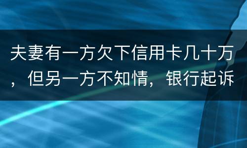 夫妻有一方欠下信用卡几十万，但另一方不知情，银行起诉要封房子怎么办