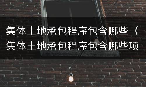 集体土地承包程序包含哪些（集体土地承包程序包含哪些项目）