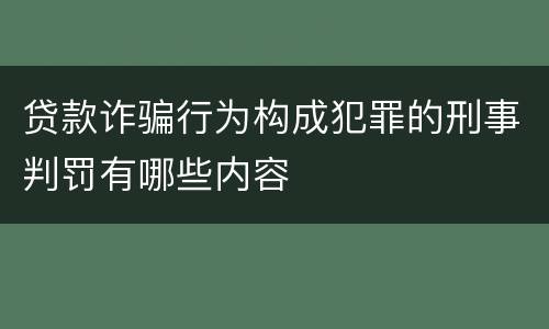 贷款诈骗行为构成犯罪的刑事判罚有哪些内容