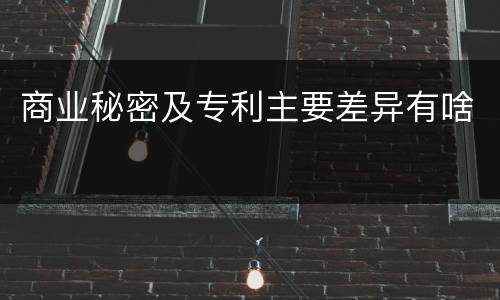 商业秘密及专利主要差异有啥