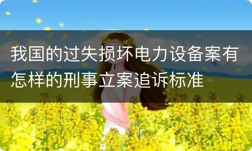我国的过失损坏电力设备案有怎样的刑事立案追诉标准