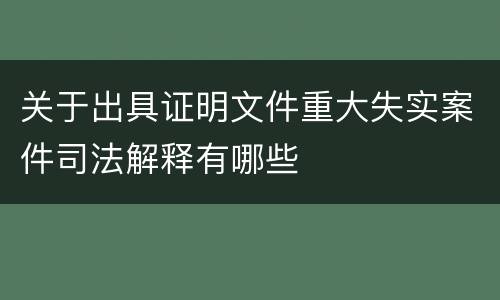 关于出具证明文件重大失实案件司法解释有哪些