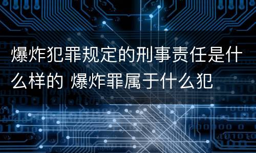 爆炸犯罪规定的刑事责任是什么样的 爆炸罪属于什么犯