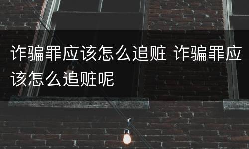 诈骗罪应该怎么追赃 诈骗罪应该怎么追赃呢