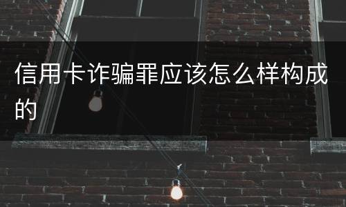 信用卡诈骗罪应该怎么样构成的