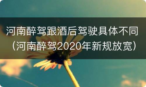 河南醉驾跟酒后驾驶具体不同（河南醉驾2020年新规放宽）