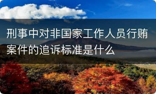 刑事中对非国家工作人员行贿案件的追诉标准是什么