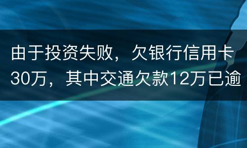 由于投资失败，欠银行信用卡30万，其中交通欠款12万已逾期将被起诉会不坐牢