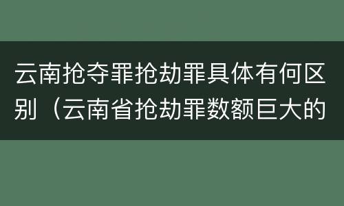 云南抢夺罪抢劫罪具体有何区别（云南省抢劫罪数额巨大的标准）