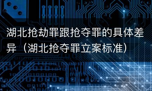 湖北抢劫罪跟抢夺罪的具体差异（湖北抢夺罪立案标准）