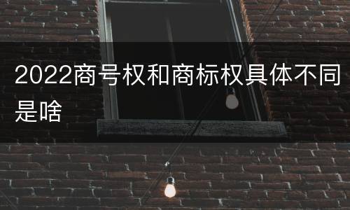 2022商号权和商标权具体不同是啥