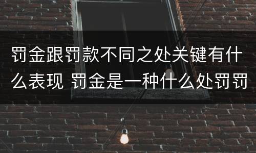 罚金跟罚款不同之处关键有什么表现 罚金是一种什么处罚罚款是一种什么处罚