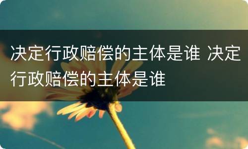 决定行政赔偿的主体是谁 决定行政赔偿的主体是谁