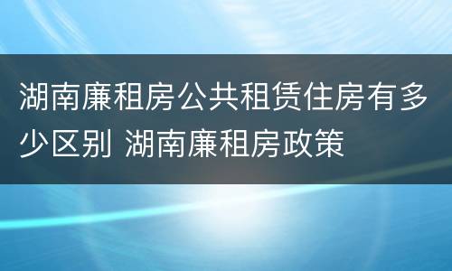 湖南廉租房公共租赁住房有多少区别 湖南廉租房政策