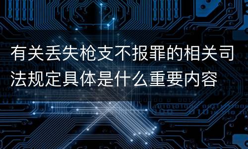 有关丢失枪支不报罪的相关司法规定具体是什么重要内容