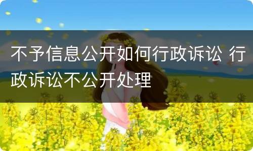 不予信息公开如何行政诉讼 行政诉讼不公开处理
