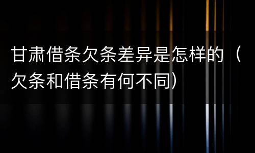 甘肃借条欠条差异是怎样的（欠条和借条有何不同）