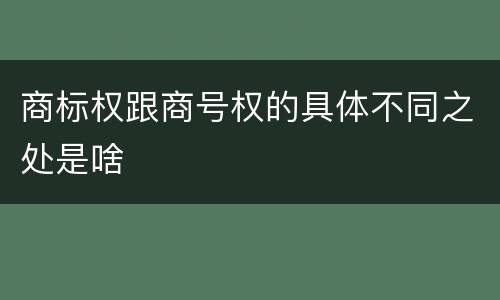 商标权跟商号权的具体不同之处是啥