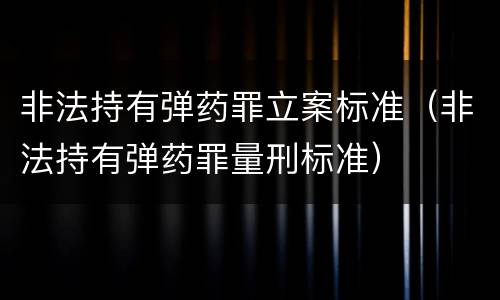 非法持有弹药罪立案标准（非法持有弹药罪量刑标准）