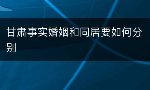 甘肃事实婚姻和同居要如何分别