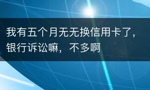 我有五个月无无换信用卡了，银行诉讼嘛，不多啊