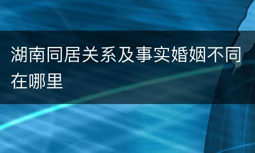 湖南同居关系及事实婚姻不同在哪里