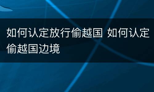 如何认定放行偷越国 如何认定偷越国边境