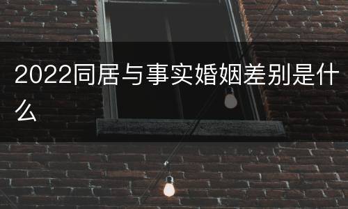 2022同居与事实婚姻差别是什么