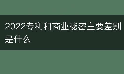 2022专利和商业秘密主要差别是什么