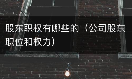 股东职权有哪些的（公司股东职位和权力）