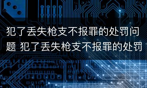 犯了丢失枪支不报罪的处罚问题 犯了丢失枪支不报罪的处罚问题有哪些