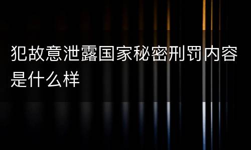 犯故意泄露国家秘密刑罚内容是什么样