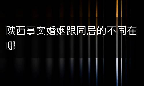 陕西事实婚姻跟同居的不同在哪