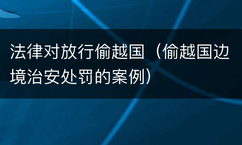 法律对放行偷越国（偷越国边境治安处罚的案例）