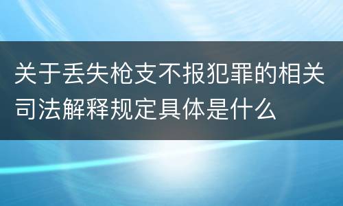 关于丢失枪支不报犯罪的相关司法解释规定具体是什么
