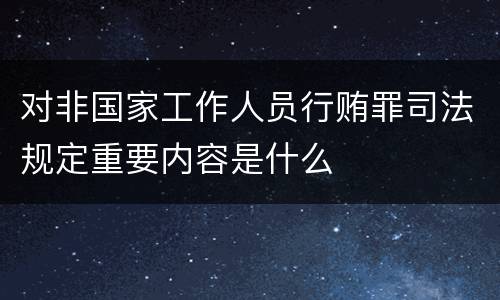 对非国家工作人员行贿罪司法规定重要内容是什么