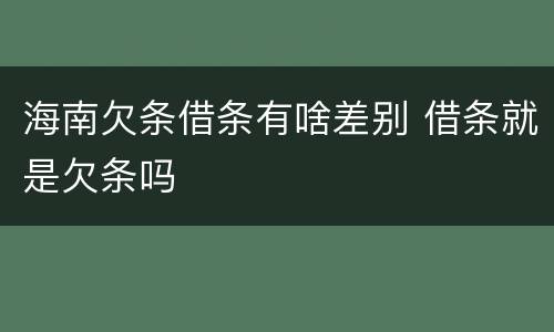 海南欠条借条有啥差别 借条就是欠条吗