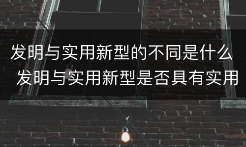 发明与实用新型的不同是什么 发明与实用新型是否具有实用性