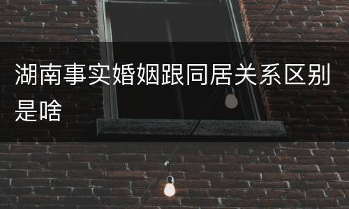 湖南事实婚姻跟同居关系区别是啥