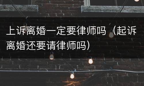上诉离婚一定要律师吗（起诉离婚还要请律师吗）