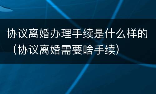 协议离婚办理手续是什么样的（协议离婚需要啥手续）