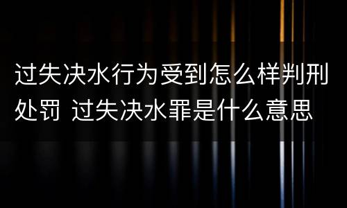 过失决水行为受到怎么样判刑处罚 过失决水罪是什么意思
