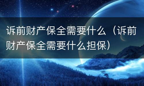 诉前财产保全需要什么（诉前财产保全需要什么担保）