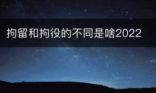 拘留和拘役的不同是啥2022