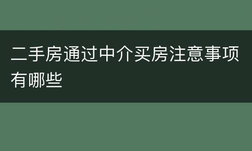 二手房通过中介买房注意事项有哪些