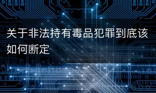 关于非法持有毒品犯罪到底该如何断定