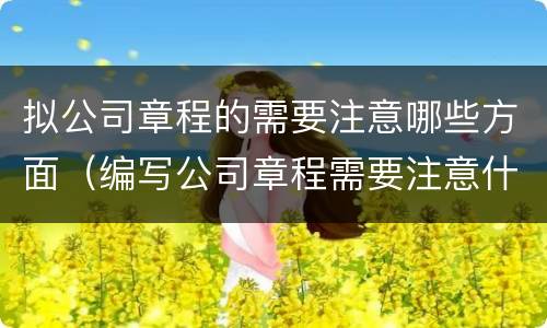 拟公司章程的需要注意哪些方面（编写公司章程需要注意什么事项）